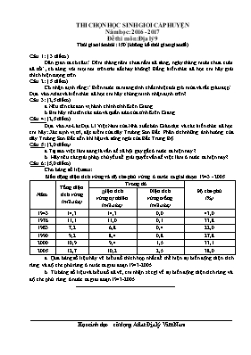 Đề và đáp án thi chọn học sinh giỏi cấp huyện Địa lí lớp 9 - Năm học 2016-2017